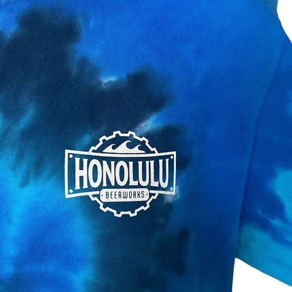 HONOLULU BEERWORKS Blue Tie Dye Port & Company Tee Shirt Men M Medium - Picture 3 of 7